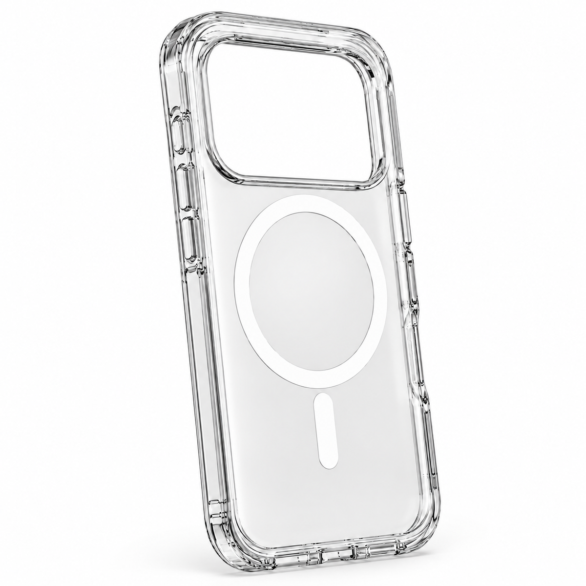 Clear Magnetic iPhone Case with Reinforced Corner Design — rear three-quarter view