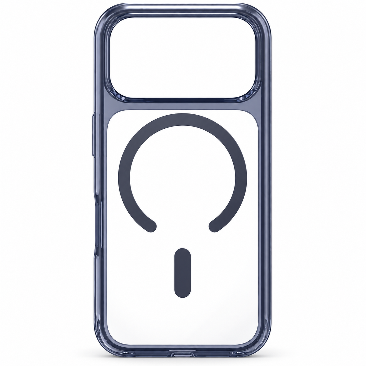 Clear Magnetic iPhone Case with Smoky Contoured Frame — Straight-on back view with wide camera opening